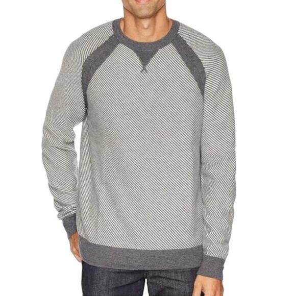 NEW TOAD&CO Strahlhorn Crew Sweater in Gray Stripe  Lambswool Nylon  SZ L - Picture 1 of 10